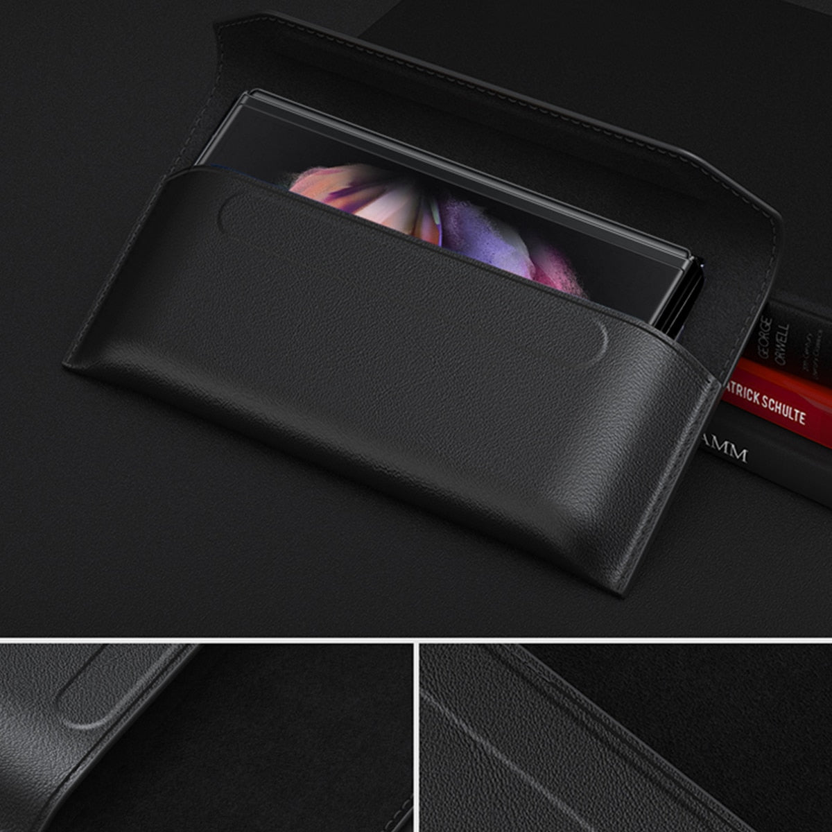 Genuine Leather Magnetic Pouch Case For Samsung Galaxy Z Fold