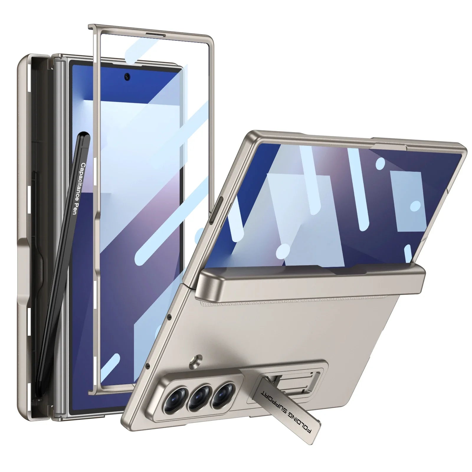 Magnetic Hinge Protective Case with Stand & Pen Holder