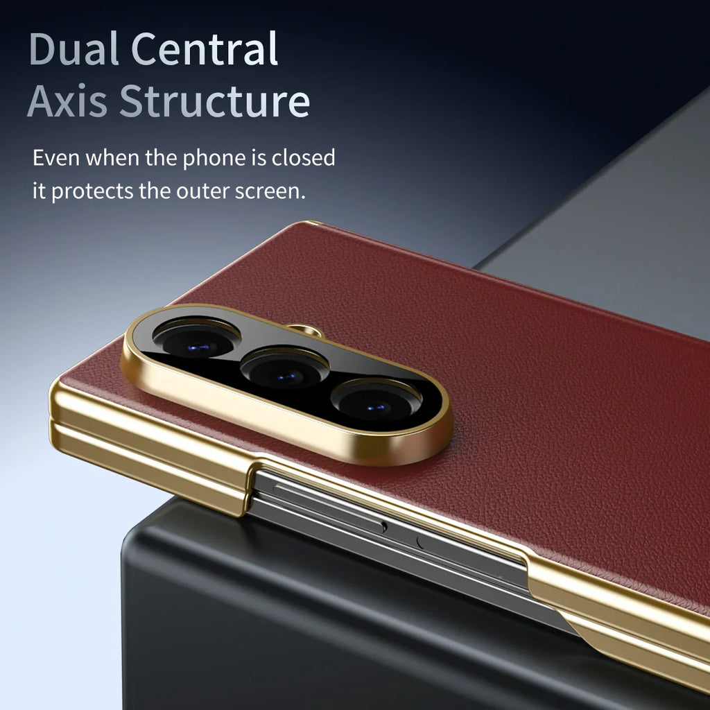Leather Case with Hinge Protection for Galaxy Z Fold