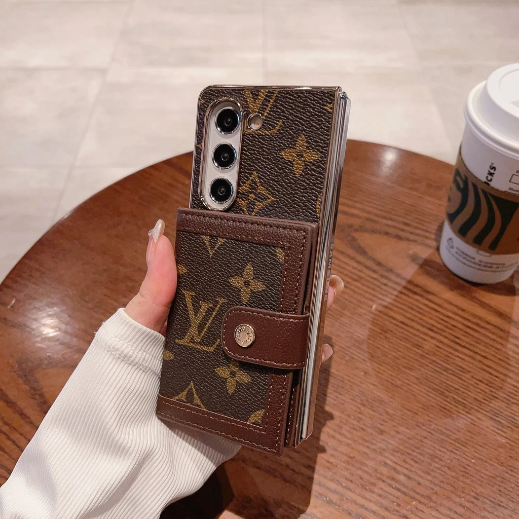 Luxury Monogram Wallet Case with Card Holder for Samsung Galaxy Z Fold 7 & Z Fold 6