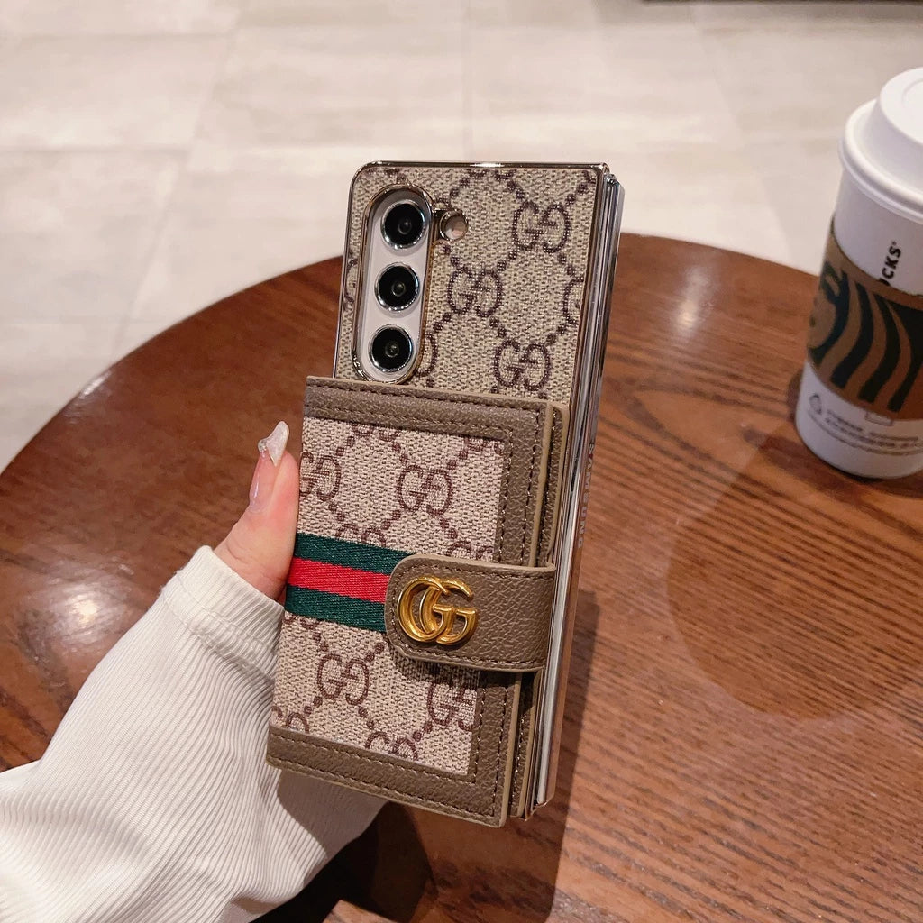 Luxury Monogram Wallet Case with Card Holder for Samsung Galaxy Z Fold 7 & Z Fold 6